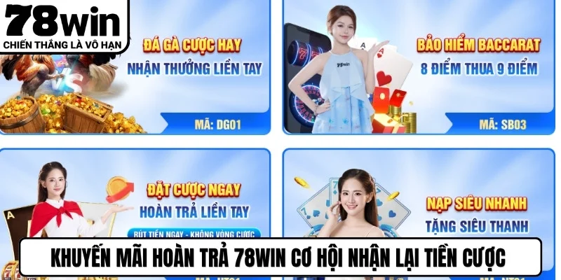 Khuyến mãi hoàn trả 78WIN cơ hội nhận lại tiền cược không giới hạn